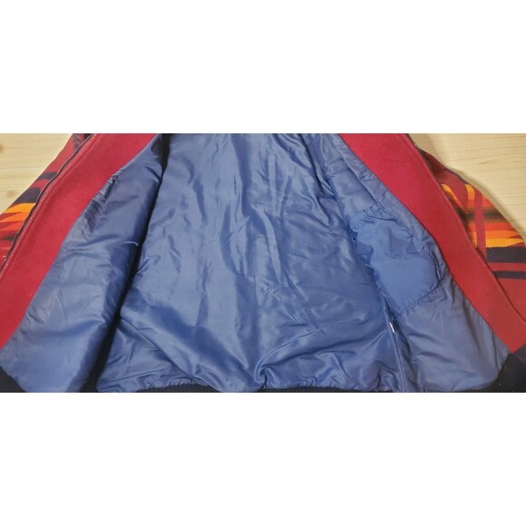 VTG Pendleton High Grade Western Wear Men’s XL Red Aztec Wool Bomber Jacket - Picture 6 of 12